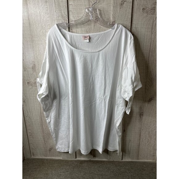 Adrian Delafield Womens Plus Size 3X White Tunic Top Loose Fit Cotton Blend - Picture 1 of 8